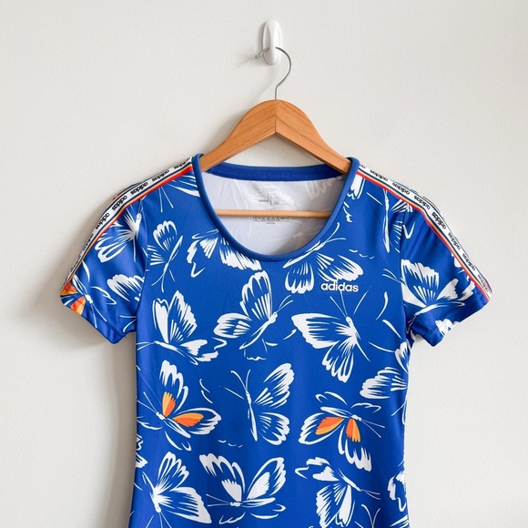 ADIDAS x FARM RIO • Butterfly Print Mini Dress in Blue • XS - Picture 5 of 13